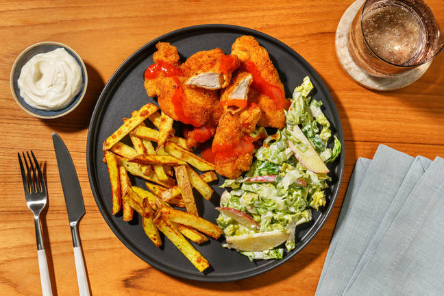 Crispy Chicken Tenders and Buffalo Style Sauce