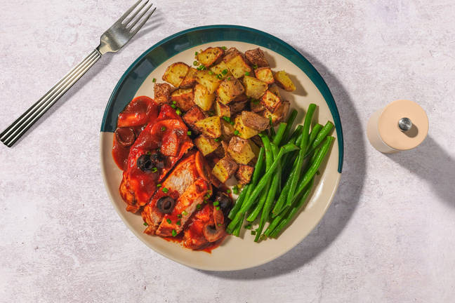 Chicken alla Cacciatora and Roast Potatoes