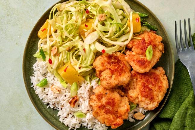 Thai Shrimp Cakes with Pineapple Salad and Toasted Peanuts