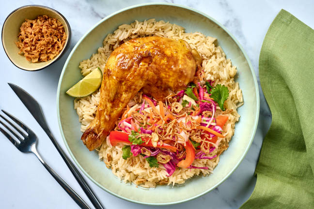 Thai Chicken Legs with Basmati Rice and Slaw