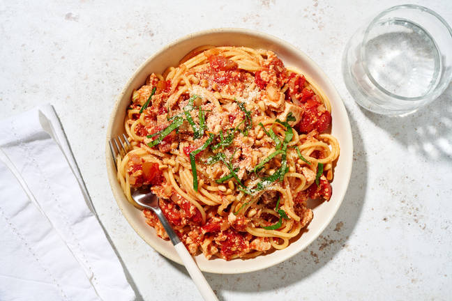 Tofu spaghetti bolgonese