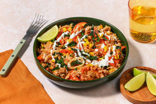 Jerk Spiced Pork and Pepper Pilaf