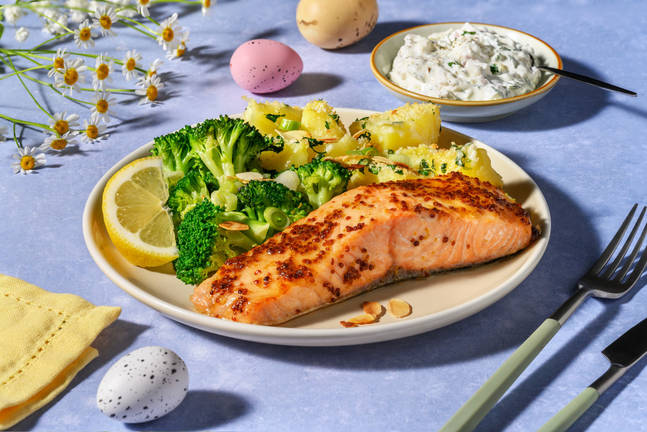 Zartes Lachsfilet mit Senf-Marinade 