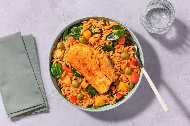 Mediterranean Orzo and Pan-fried Basa