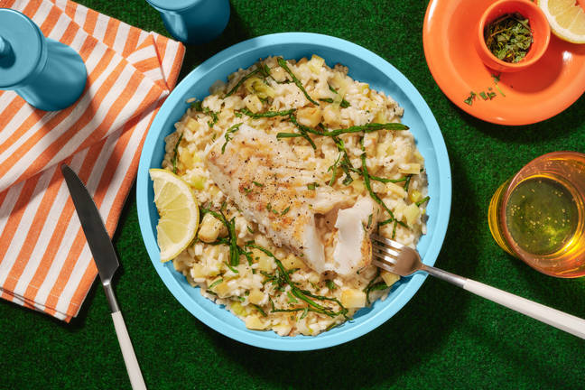 Salicorne & cabillaud sur risotto crémeux au panais
