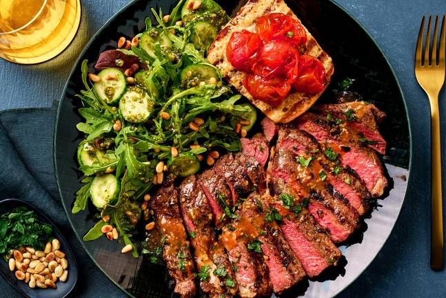 Grilled Basil Pesto-Marinated Steak