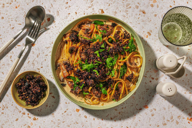 Clonakilty Black Pudding & Black Garlic Mushroom Linguine