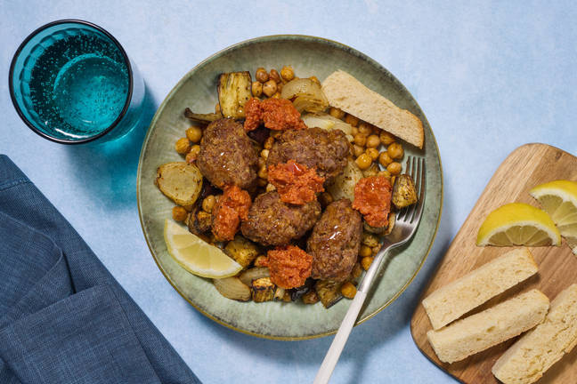 Glazed Beef Koftas and Muhammara Inspired Sauce