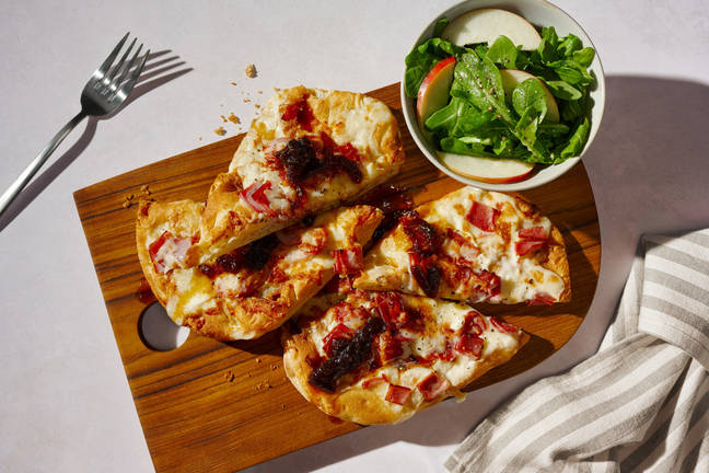 Croque Monsieur Inspired Ham and Cheese Naanizza