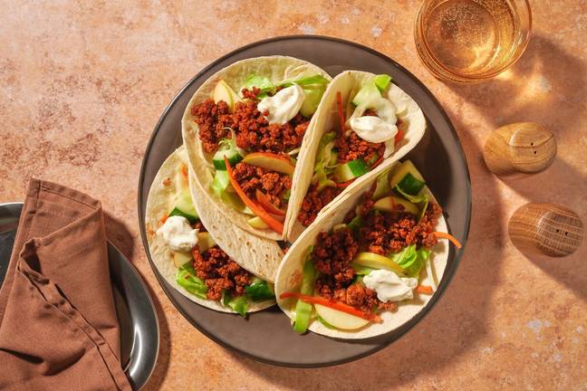 Amerikansk taco med buffaloglasert kjøttdeig