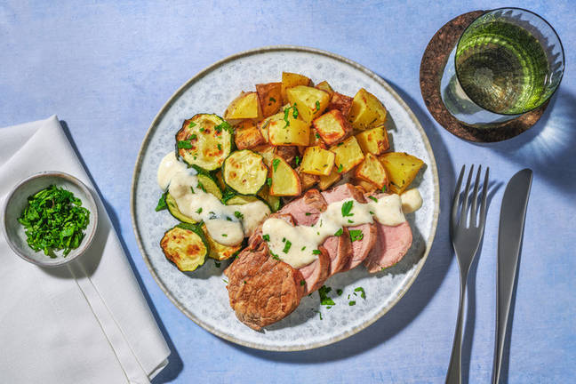 Saftiges Schweinefilet mit Senfrahm