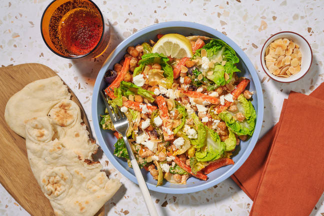 Sticky Harissa Carrot and Crispy Chickpea Salad