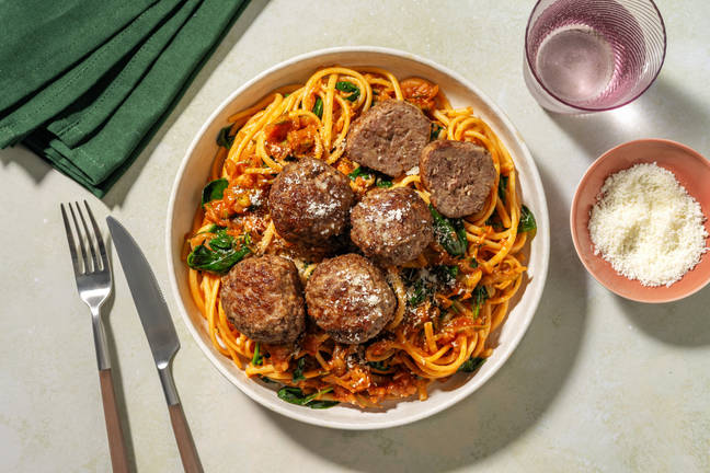 Krämig linguine och köttbullar