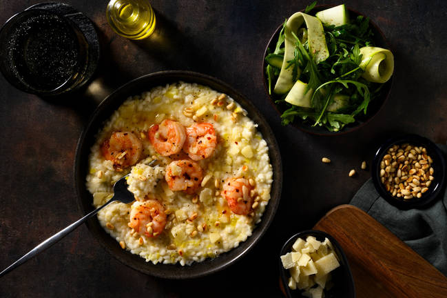 Risotto og hvitløksstekte kongereker