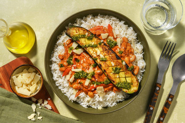 Courgette met romige bonenstoof