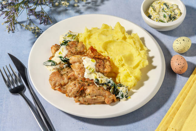 Roasted Chicken Thighs and Cheesy Leek Sauce