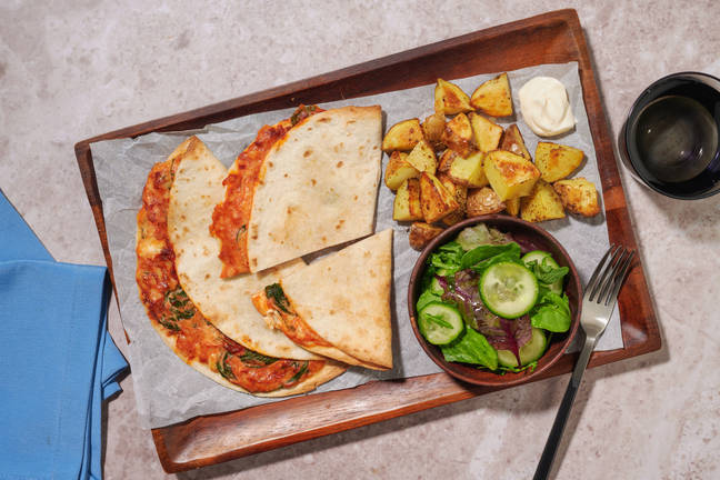 Triple Cheese & Spinach Gözleme Inspired Quesadillas