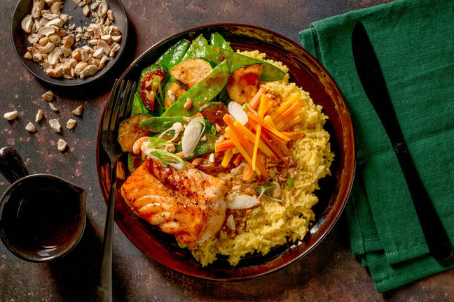 Glazed Cod with Cashews & Scallions