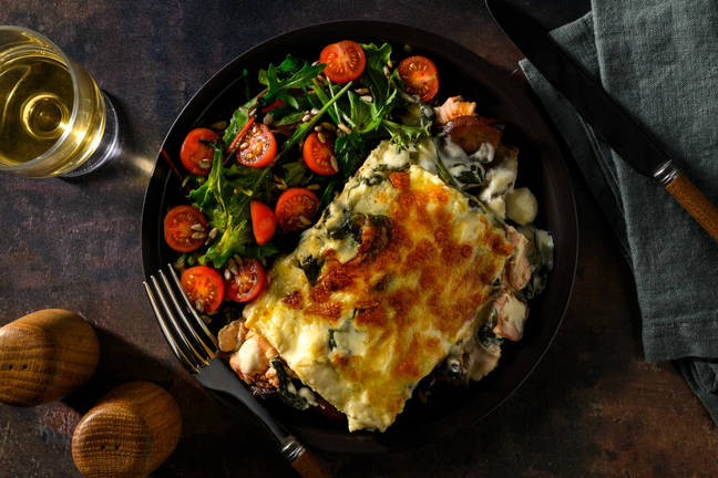 Lakselasagne med ekstra ost