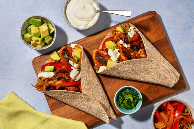 Fajitawrap med BBQ-marineret kylling