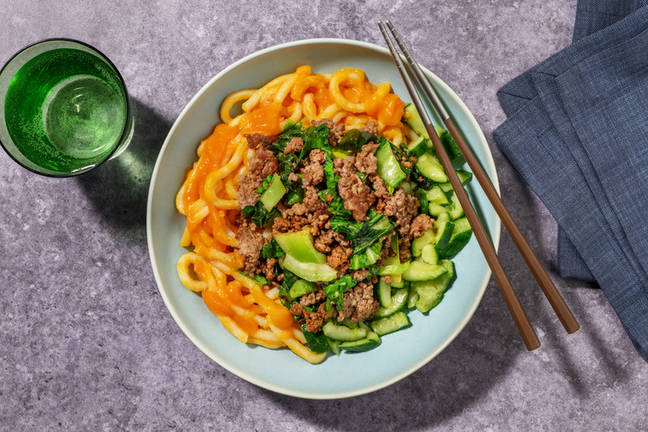 Singaporean Beef Noodles in Sweet Potato Sauce