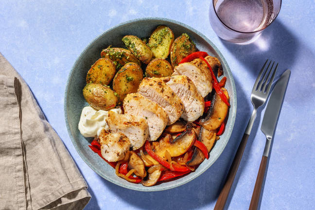 Kipfilet met pestokrieltjes