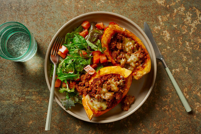 Cheesy Beef Marinara Stuffed Hokkaido Pumpkin