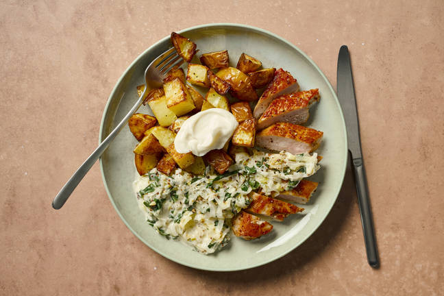 Honey Mustard Pork Steak and Creamed Cheesy Kale
