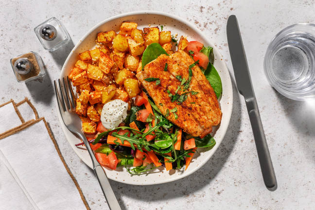 Indisk-inspirert barramundi og Bombay-poteter