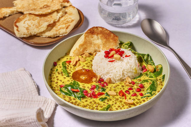 Indisk kokos- og linse-'korma'