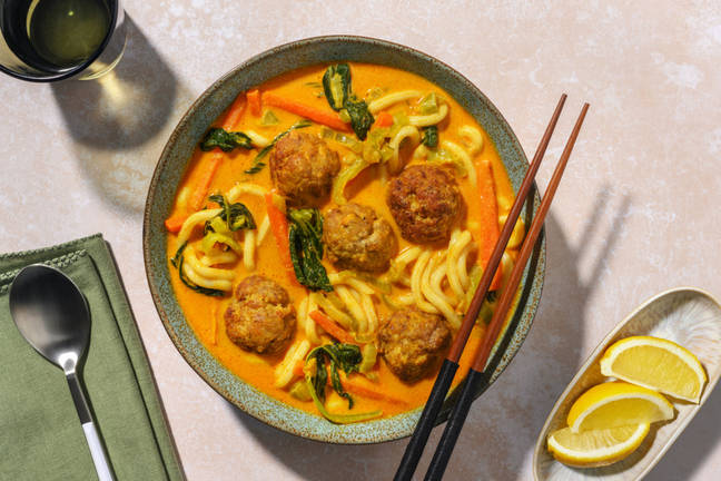 Red Thai Style Beef Meatball Soup