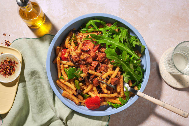 Chorizo, Summer Bean and Blistered Tomato Macaroni