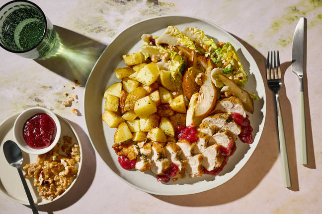 Sour Cherry Chicken and Pear Waldorf Style Salad