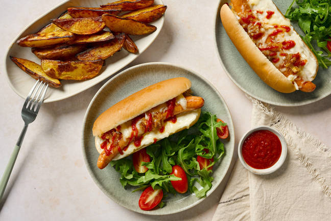 Cheesy Loaded Hot Dogs and Paprika Wedges
