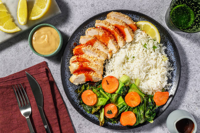 Sesampanerad kyckling och grönsaker