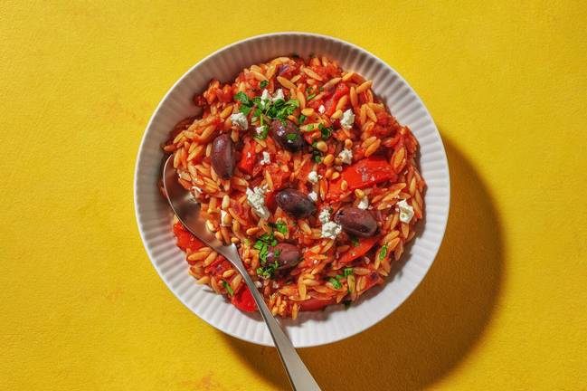Hurtig græsk tomat-orzo