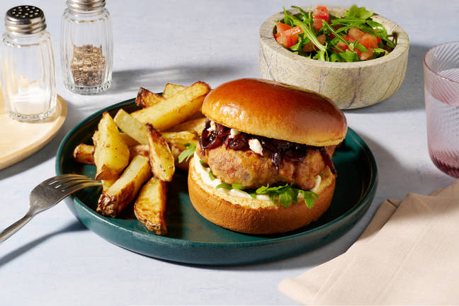 Lily's Lovely Lamb Burgers in Harissa Onion Sauce
