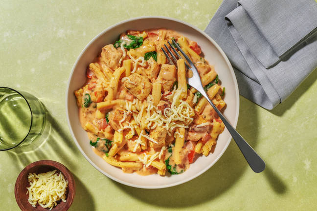 Casarecce au poulet, crème & épinards