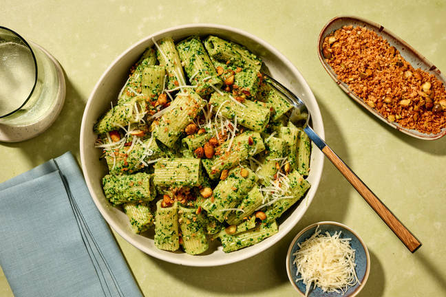 Rigatoni, crème aux épinards & parmesan
