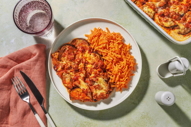 Gratin d'aubergine & porc haché à la grecque