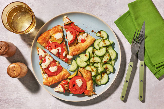 Tarte fine au chèvre frais & légumes de saison