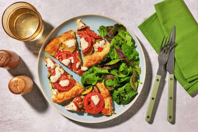 Tarte fine au chèvre frais & légumes de saison