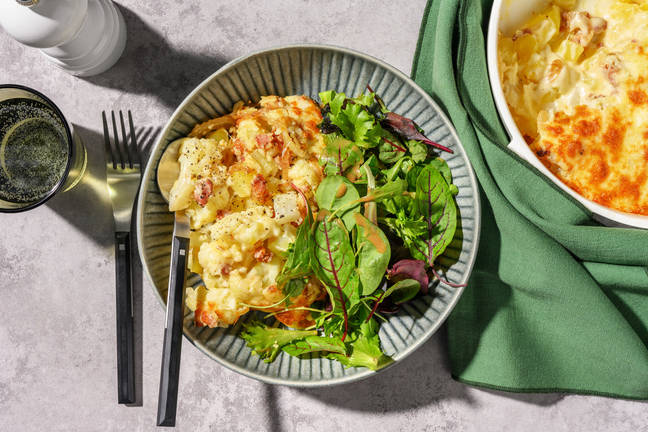 Gratin de chou-fleur aux lardons & gouda