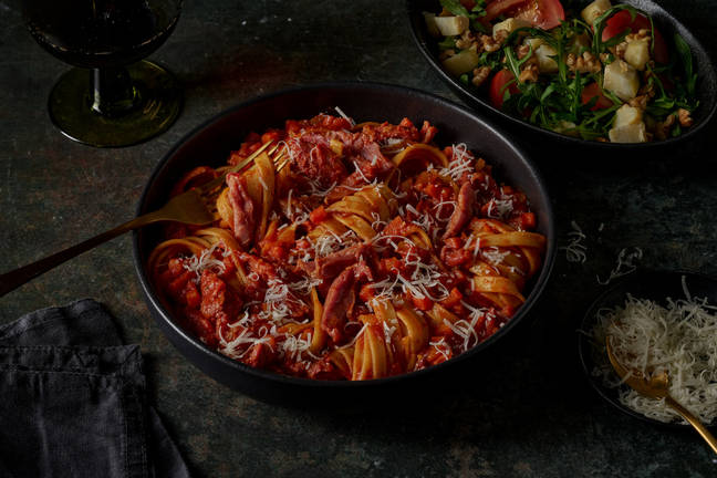 Tagliatelle och ragu på konfiterad anka