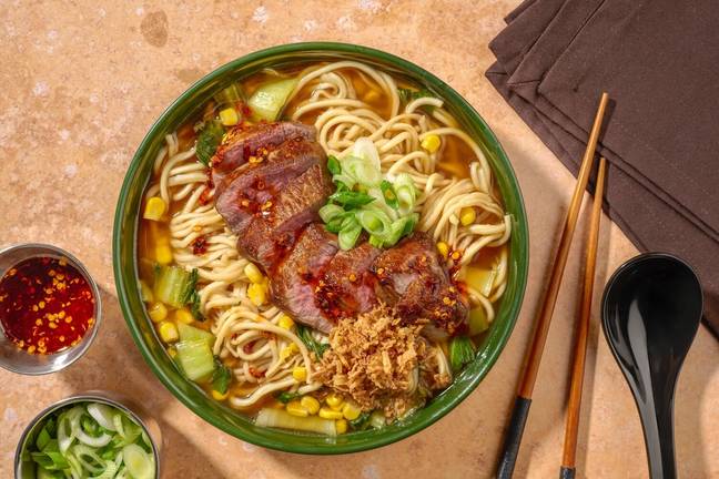 Miso-ramen-nudlar med rumpstek