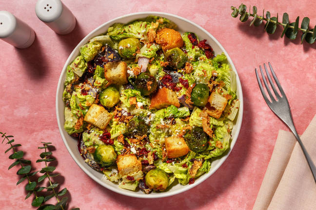 Crispy Smashed Sprout Caesar Style Salad