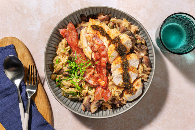 Sportersfavoriet: Orzotto met kip en bacon