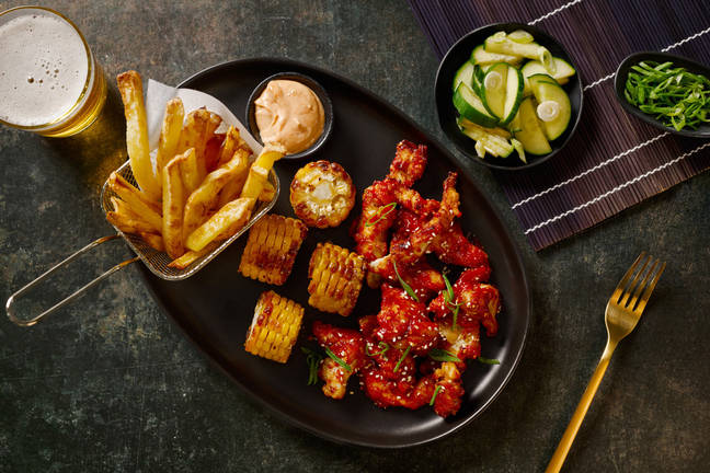 Spicy Korean Chicken mit Pommes