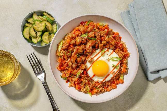Riz sauté aux émincés veggie & sriracha