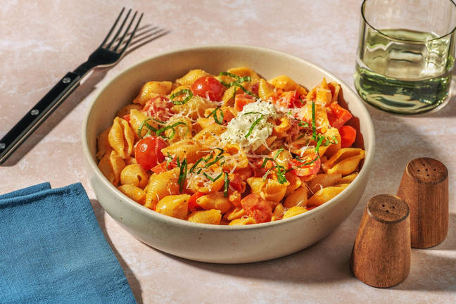 Nos fameuses conchiglie au pesto rosso & tomate
